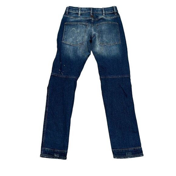 G-STAR RAW MENS JEANS 5620 3D SLIM W28 L32 BLUE DISTRESSED PAINT BIKER DENIM - Picture 2 of 9